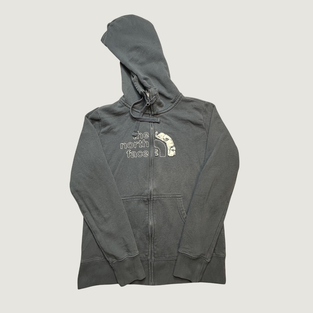 The North Face Hoodie Womens M Full Zip Dark Gray Graphic Cotton Blend Hooded